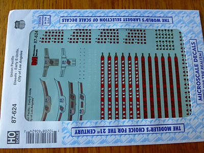 Microscale Decal HO  #87-624 UP Diesels- E-Units - City of Los Angeles