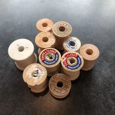 Vintage Wooden Thread Spools Set of 10 Assorted Shapes & Sizes Empty Crafting