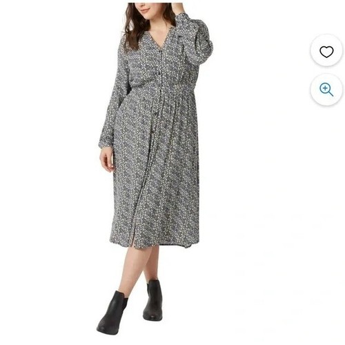 Chaps Ladies' Button Front Midi Dress, Blue Floral, M, New with Tags - Picture 4 of 4