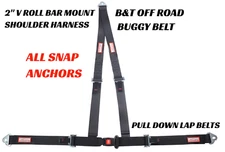 OFF ROAD 3 POINT CLIP IN SNAP IN 2" RACING HARNESS V ROLL BAR MOUNT BLACK