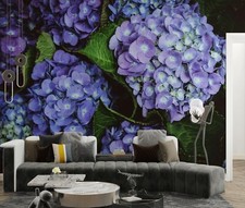 3D Purple Hydrangea Flowers Wallpaper Wall Mural Peel and Stick Wallpaper 199