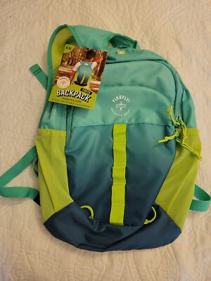 NWT Firefly Outdoor Gear Youth Backpack Blue/Green Ages 9-12 11 x4.5 x16  13L