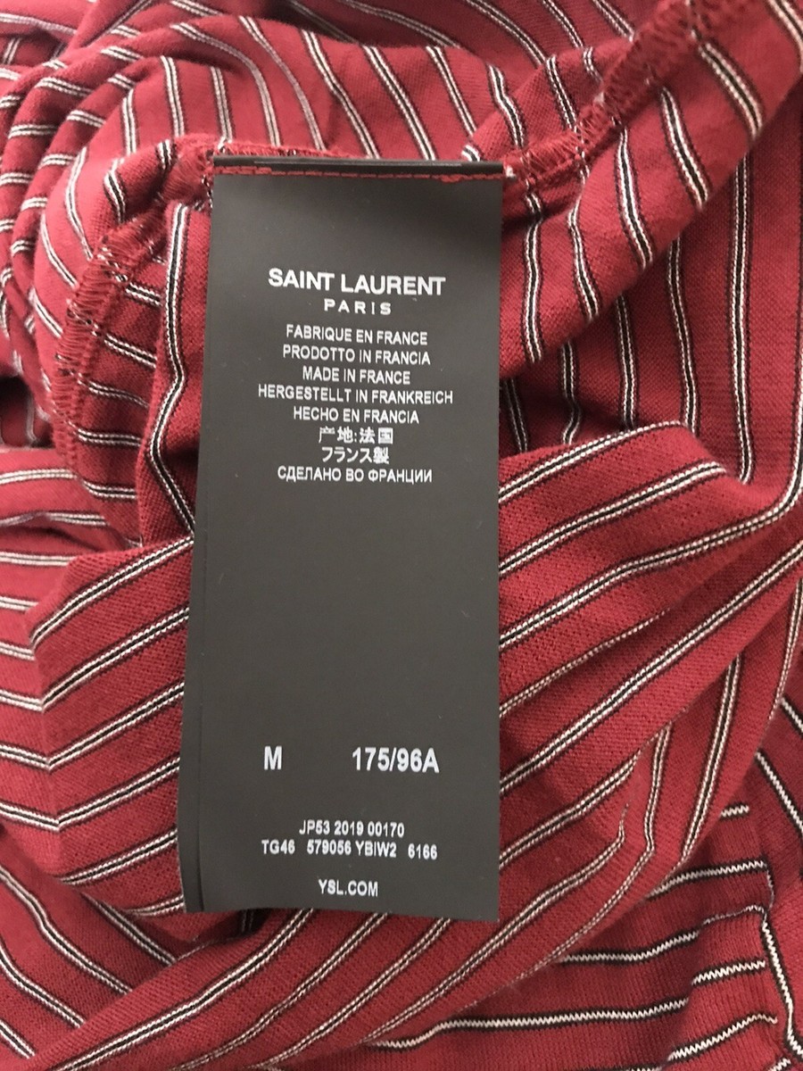 Authentic Saint Laurent Striped Star Logo Red T-shirt Size Medium