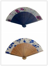 Japanese Style Silk Fan with Flowers Designs on Translucent Silk Plus FREE GIFT