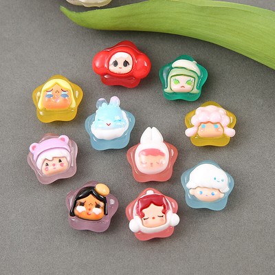 10pcs Luminous Glow SP Star Family Resin Charms for DIY