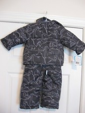 NWT Carter's gray 2 piece dinosaur bib snowsuit Size 12M