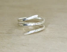 Handmade Solid 925 Sterling Silver Adjustable Silver Band Ring Statement Jewelry