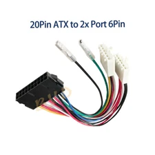20Pin ATX to 2x Port 6Pin AT PSU Converter Power Cable For 386 486 586 Computer