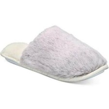 Charter Club Memory Foam Slippers Gray Faux Fur Cushioned