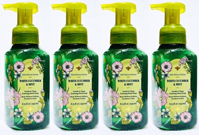 4 Bath & Body Works WHITE CUCUMBER MINT Gentle Foaming Hand Soap 8.75 oz