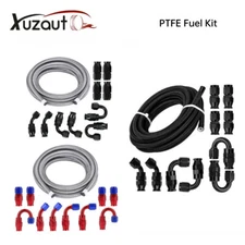 AN 4/6/8/10 Braided PTFE Fuel Oil Brake Line Kit with 10pcs Fittings – E85 Safe