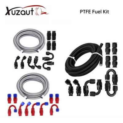 High-Performance AN 4/6/8/10 PTFE Braided Fuel/Oil/Brake Hose Kit E85 Compatible