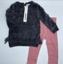 Girls Size 12M Adorable 2-Piece DKNY Pants Outfit Set Grey Sweater Leggings