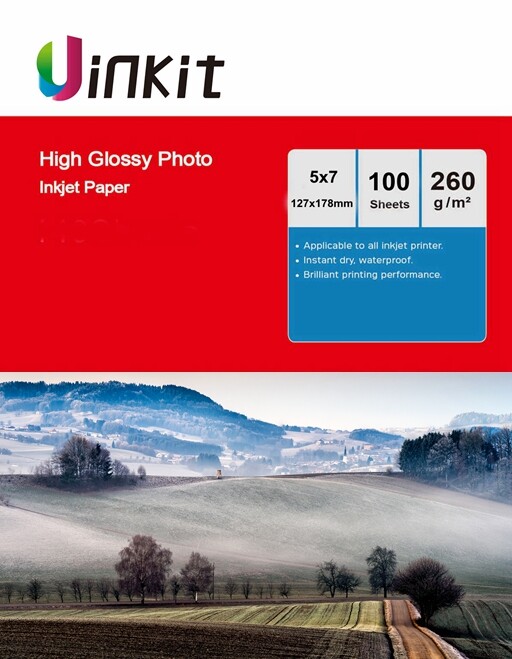 100Sheets 5x7 Thick Photo Paper 260Gsm High Glossy Inkjet Paper 127x178mm Uinkit