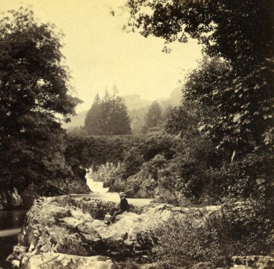 Vereinigtes Königreich Wales Betws-y-Coed Brücke Paar Old Bedford? Stereoview Foto 1865