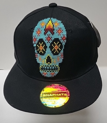 Dia De Los Muertos Day of Dead Sugar Skull Beaded Baseball Cap Snaphats L DEFECT