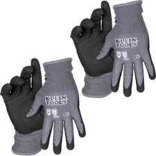 Klein Tools Medium Gray Dipped Work Gloves Touchscreen Cut Resistant Grip