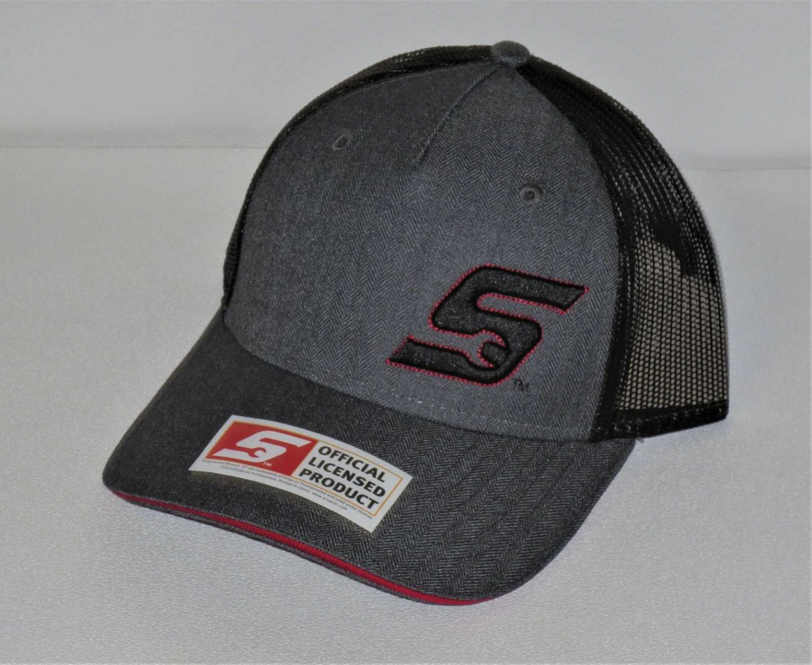 *NEW! Snap-On Tools Hat Cap 3D "S" LOGO Cap Gray & Black, MESH BACK *Snap-Back*