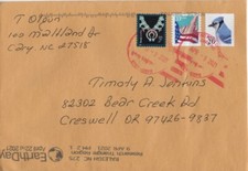 US -1996 PNC Multi-franked Cover - 20c Blue Jay Nonprofit Org. - Plate # S1111