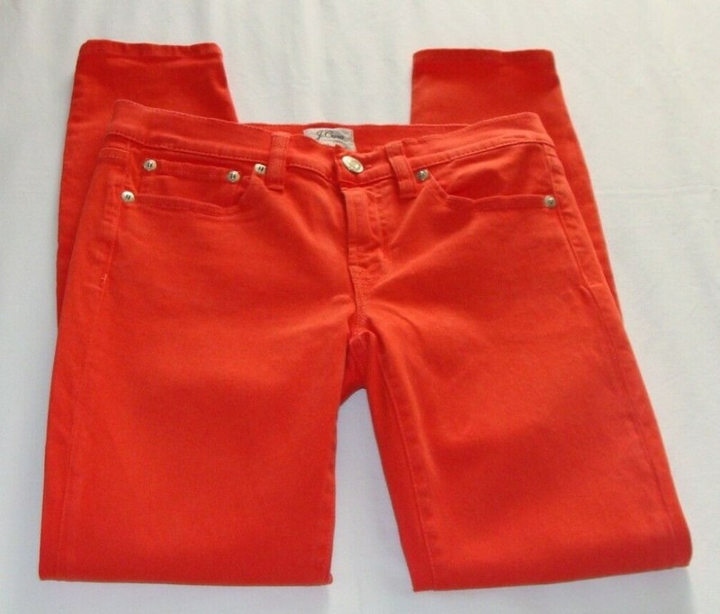 J CREW Bright Orange "TOOTHPICK" Jeans Sz 25 (27 Inch Inseam)-