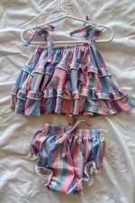 Boutique Baby 18 Months Ruffle Diaper set Striped Polyester Spandex