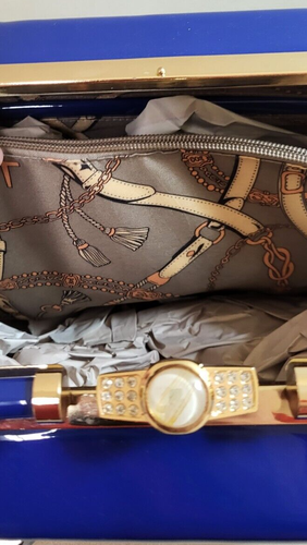 Borsa donna pochette LA TERRE vegan borsetta borsetta omologata peta vegan blu oro - Foto 3 di 6