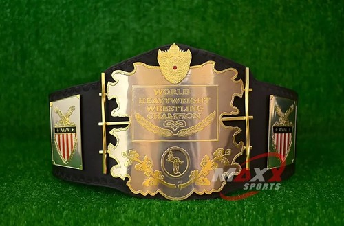 AWA World Heavyweight Wrestling Championship Replica Belt Adult 2MM Brass - 第 1/4 張圖片