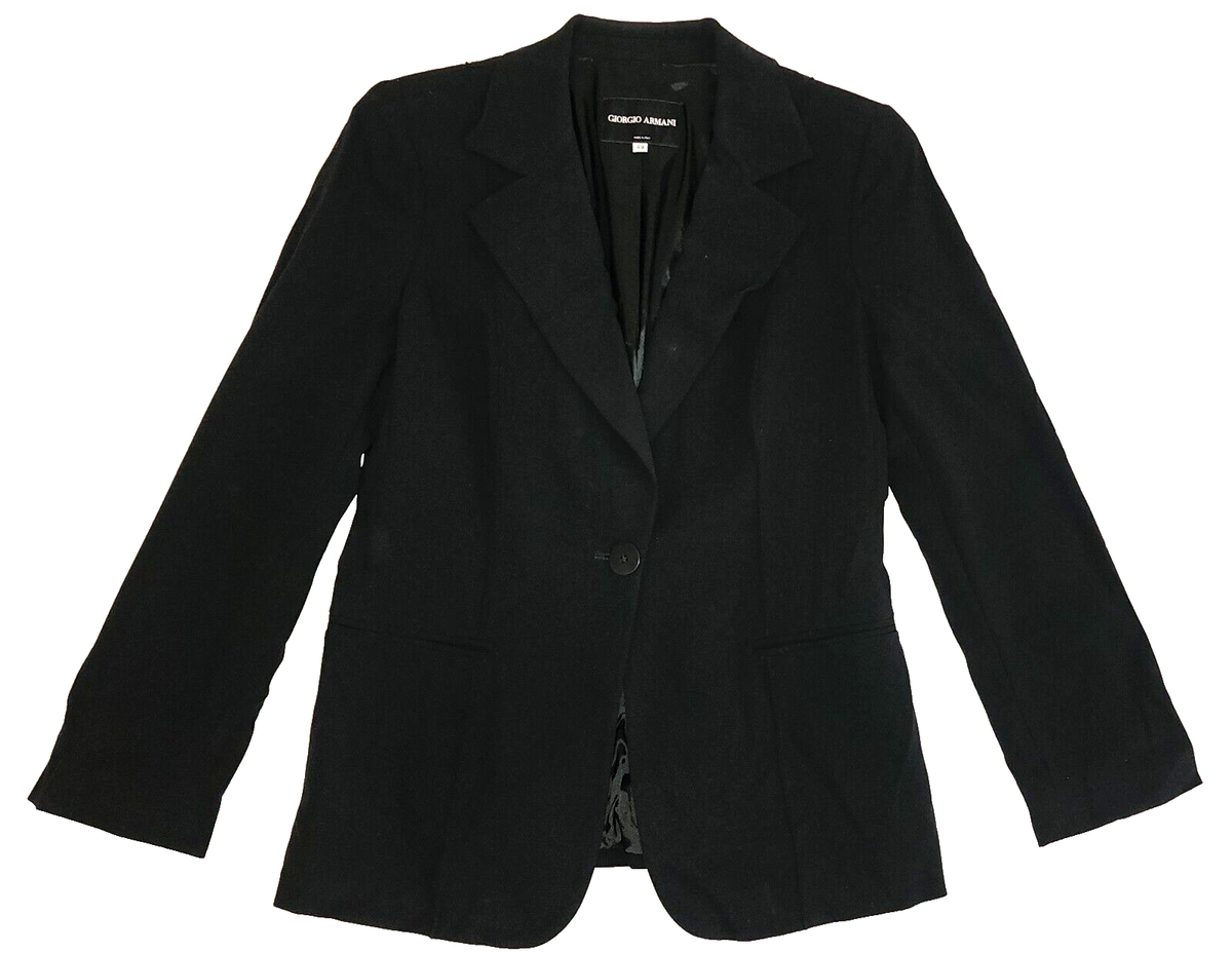 Giorgio Armani Women's Black Classic Wool Coat Jacket 1 Front