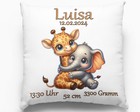 Baby Geschenk Kissen Personalisiert mit Namen Giraffe Elefant Geburt Geschenke