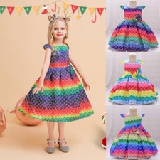 Kids Princess Dress Rose Bow Baby Flower Girl Party Wedding Bridesmaid Dresses