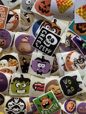 Halloween Favor Stickers Bag Of 60 - 1.5  Stickers No Repeats - Pumpkins - Witch