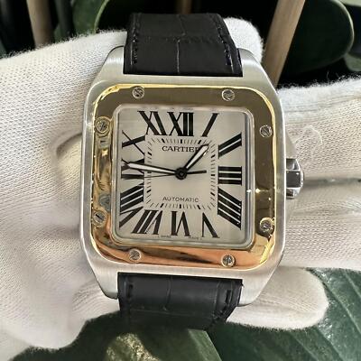 Cartier Santos 100 Ref. 2656 Two Tone Steel 18k Gold 38mm Watch | eBay