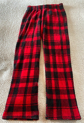 Unbranded Plaid Red Black Mens S Soft Fleece Retro Classic Pull On Lounge Pants