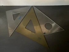 Vtg lot of 3 Drafting Triangles Staedtler Mars 964 08-45 Alvin Keuffel & Esser