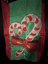 Large Candy Canes 2 Sided Christmas Holiday Yard Porch Flag 27x40.5 Embroidery