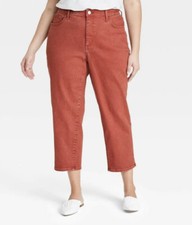 Women's Plus Size High-Rise Cropped Straight Jeans Ava  Viv 26W