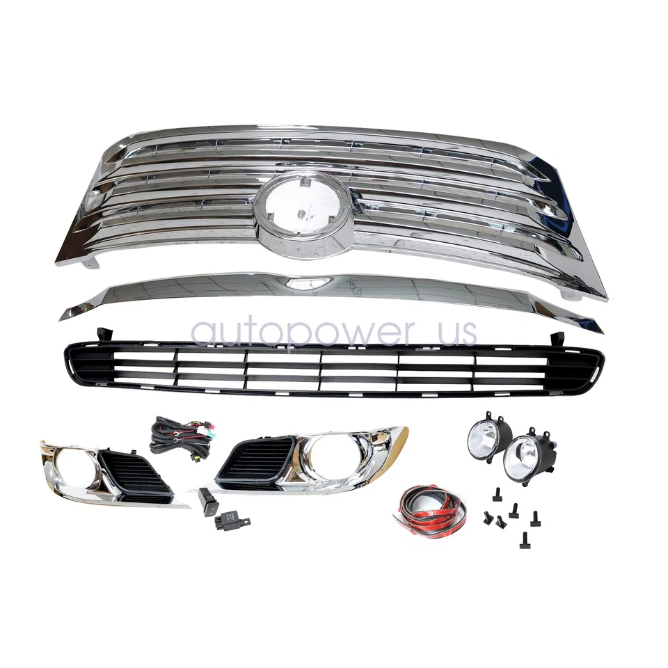 Nueva parrilla inferior superior delantera con cubiertas de lámparas antiniebla 7 piezas para Toyota Avalon 2011-2012 Foto 4 de 4