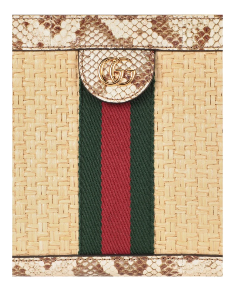 Bolso de hombro pequeño Gucci Ophidia de paja para mujer Foto 3 de 4
