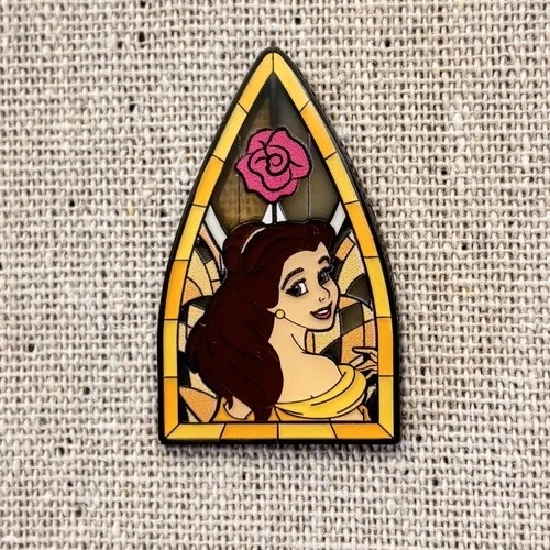 Disney Beauty & The Beast Belle Rose Stained Glass Pin