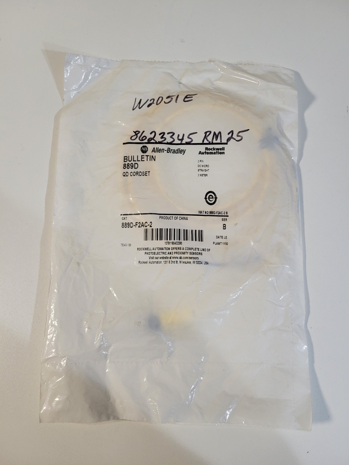 New Allen Bradley 889D-F2AC-2 QD Cordset Cable Wire Rockwell Automation