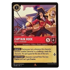 Peter Pan Disney Lorcana Trading Card Captain Hook Master Swordsman 105/204 NM