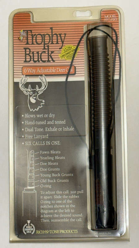 RICH-N-TONE Products Trophy Buck packaged 6 Way Adjustable Deer Call /Tenn., USA