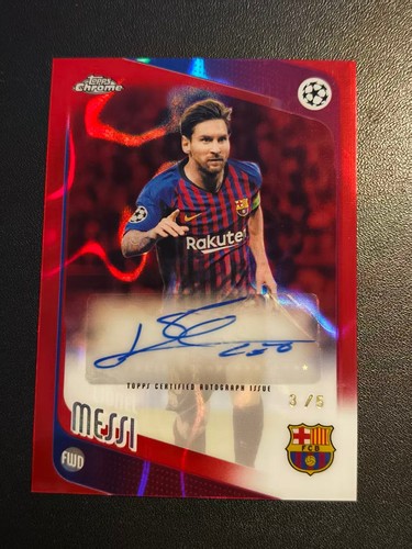 2025-26 Topps Chrome UEFA Lionel Messi Auto Red Lava Refractor /5