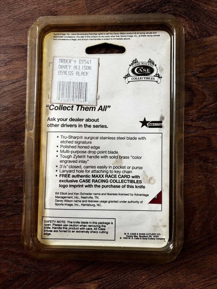 Faca Davey Allison NASCAR Case Racing Series edição de colecionador nova na embalagem vintage - Imagem 3 de 3