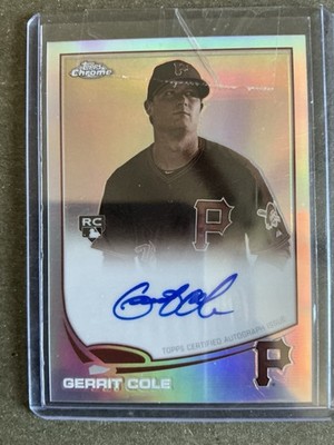 2013 TOPPS CHROME GERRIT COLE ROOKIE SEPIA REFRACTOR SER #24/75 ON CARD AUTO