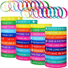 60 Pcs Religious Christian Bible Verse Bracelets Inspirational Rubber Wristband
