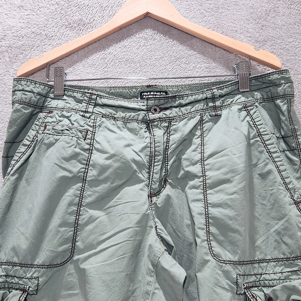 Pantalones Cortos Carga Polo Ralph Lauren Vintage Y2K Verde Oliva Talla 14 Indie Streetwear Foto 2 de 4