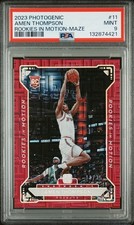 2023-24 Panini Photogenic - Rookies in Motion Amen Thompson #11 Maze /25 PSA 9