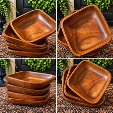 Set of 5 Wooden Square Bowls
