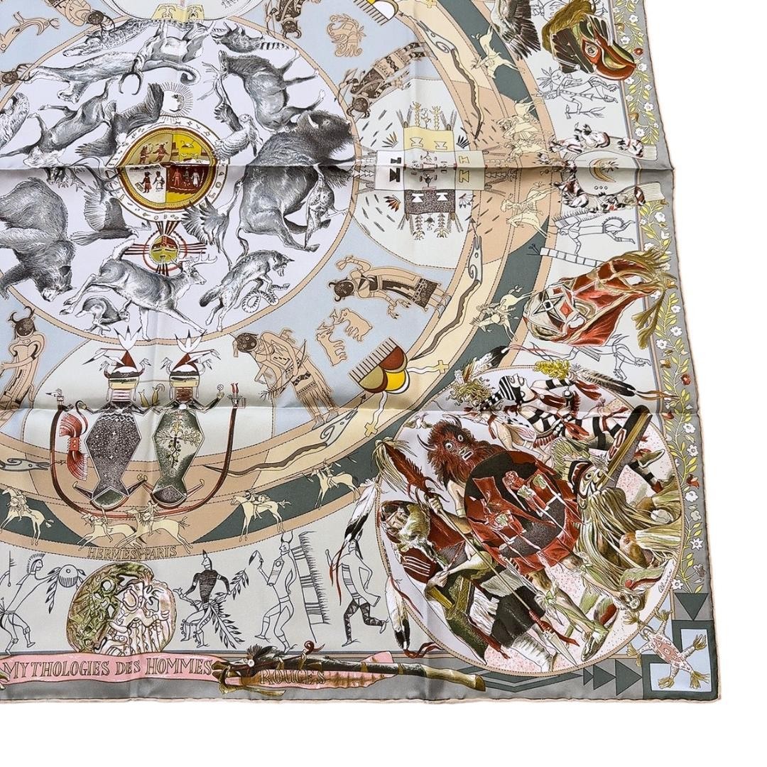 Hermès Silk Scarf Tag Attached Les Mythologies des Hommes Rouges image 6